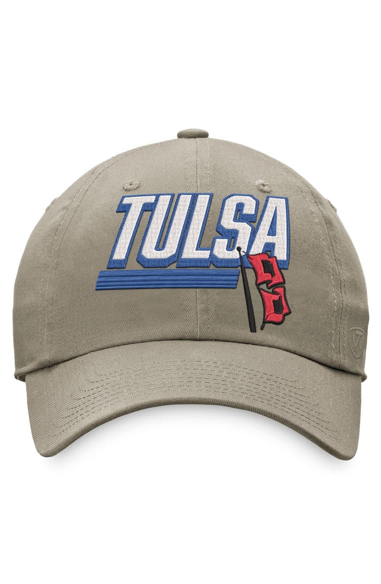 TOP OF THE WORLD Men's Top of the World Khaki Tulsa Golden Hurricane Slice Adjustable Hat, Alternate, color, Khaki