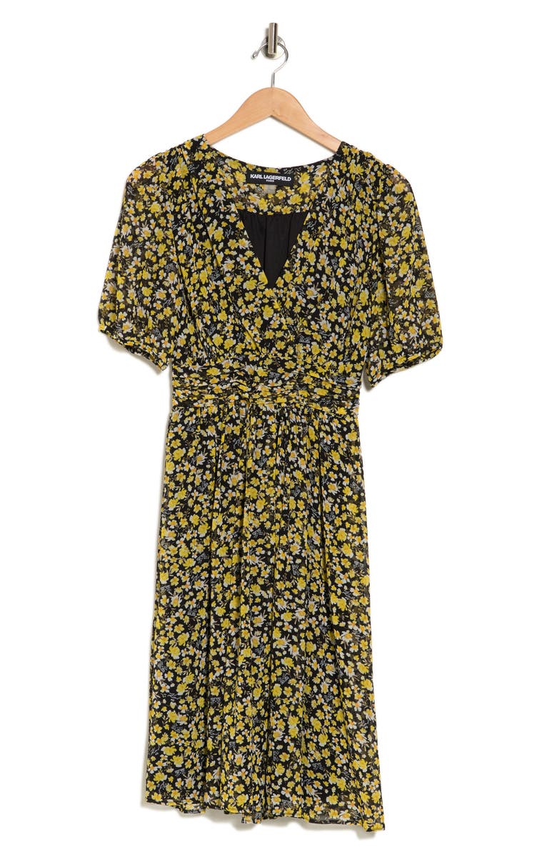 KARL LAGERFELD PARIS Floral Print Chiffon Midi Dress, Alternate, color, 