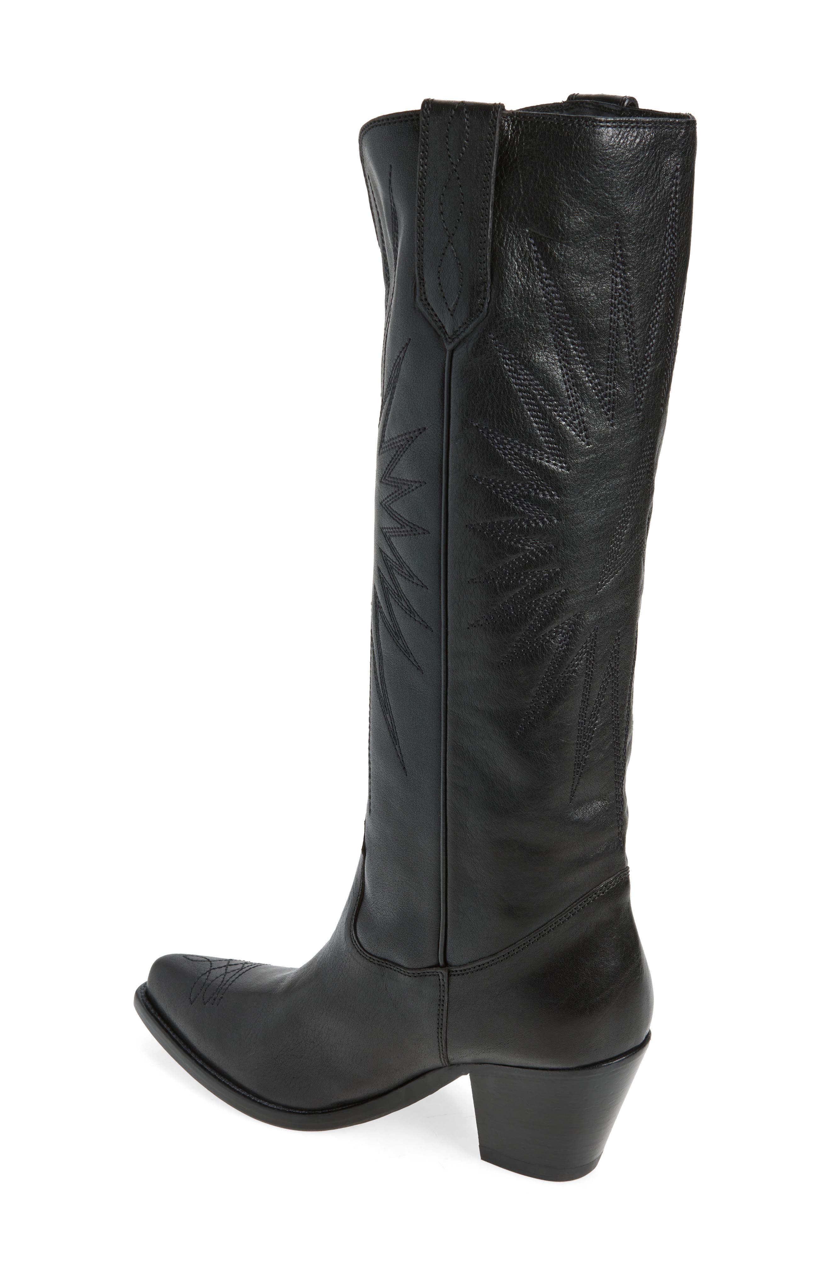 Wish Star Leather Western Boot, Alternate, color, BLACK