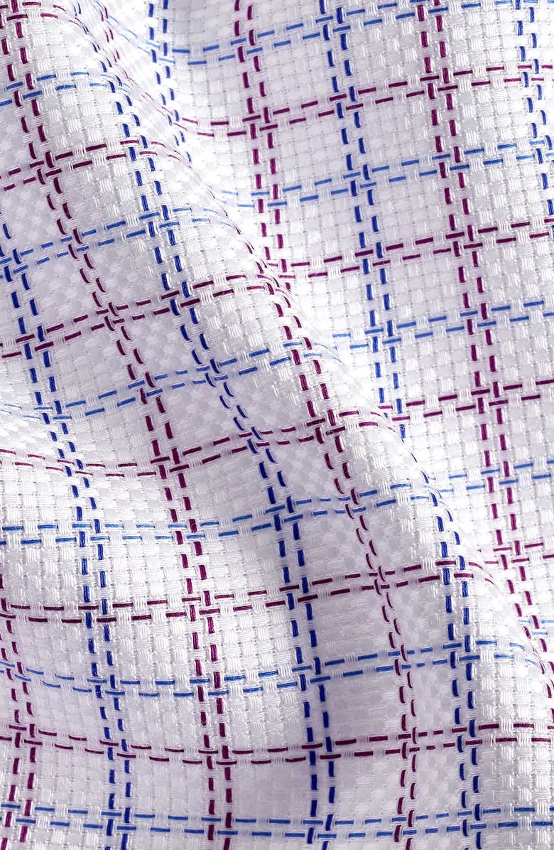 David Donahue Trim Fit Windowpane Cotton Dress Shirt, Alternate, color, Blue/ Berry