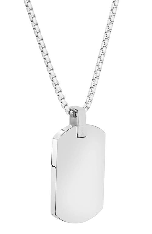 Geoffrey Beene Stainless Steel Dog Tag Pendant Necklace