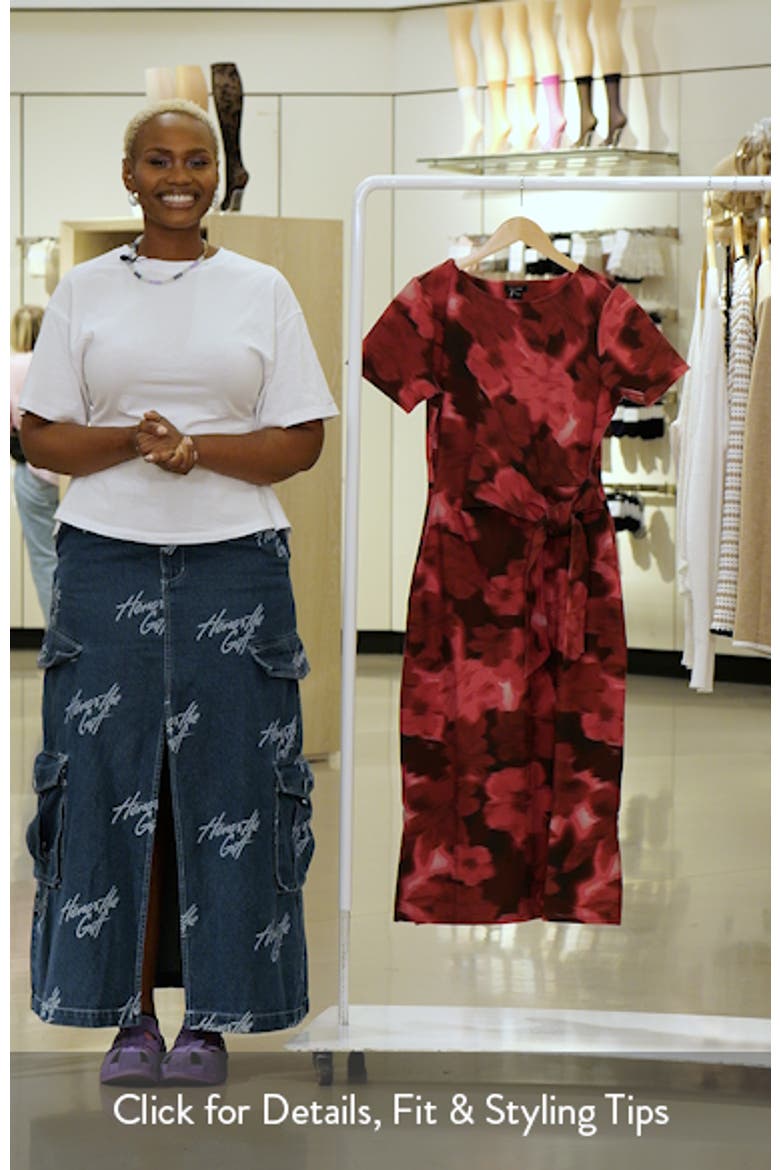 Short Sleeve Tie Waist Maxi Dress video