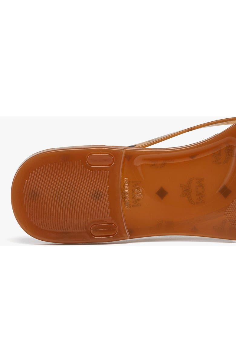 MCM Monogram Jelly Thong Sandals, Alternate, color, Cognac