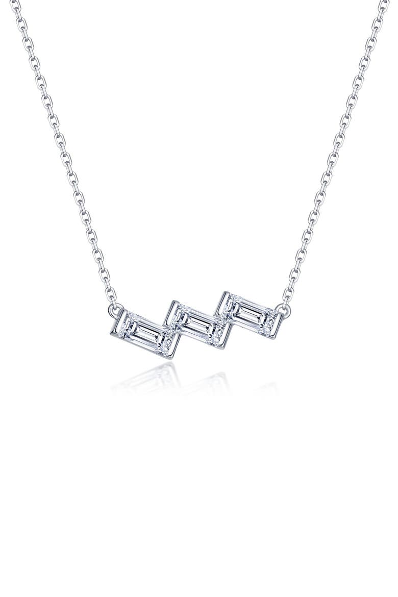 Domino Simulated Diamond Pendant Necklace, Main, color, SILVER