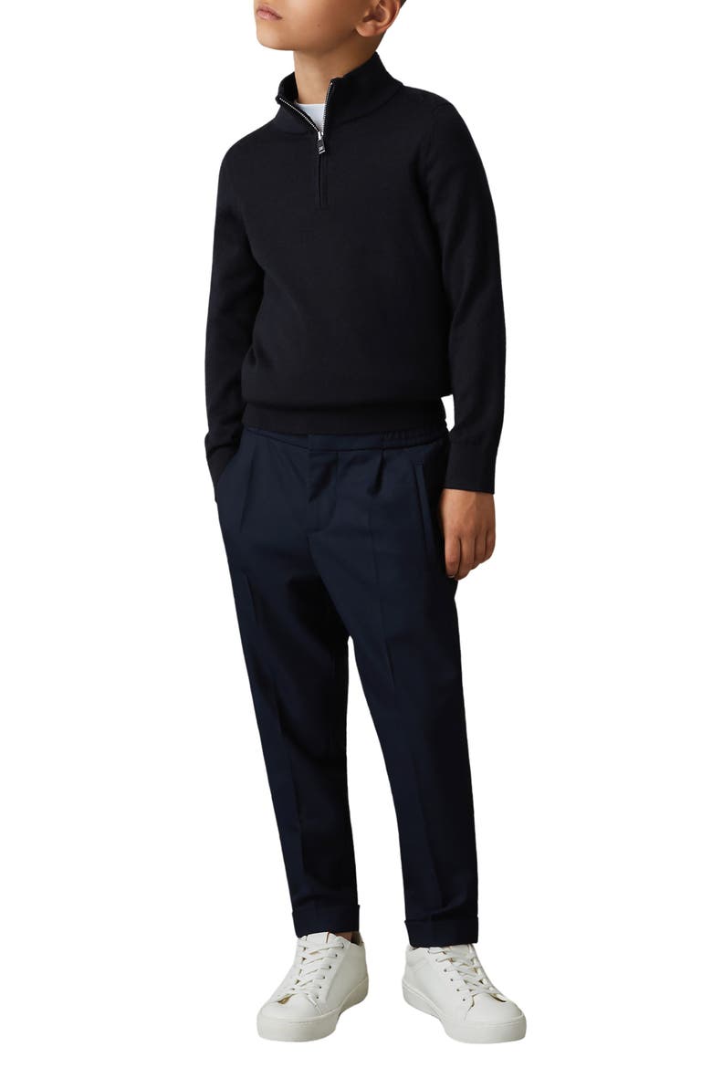 Kids' Blackhall Quarter Zip Wool Sweater, Alternate, color, BLACK