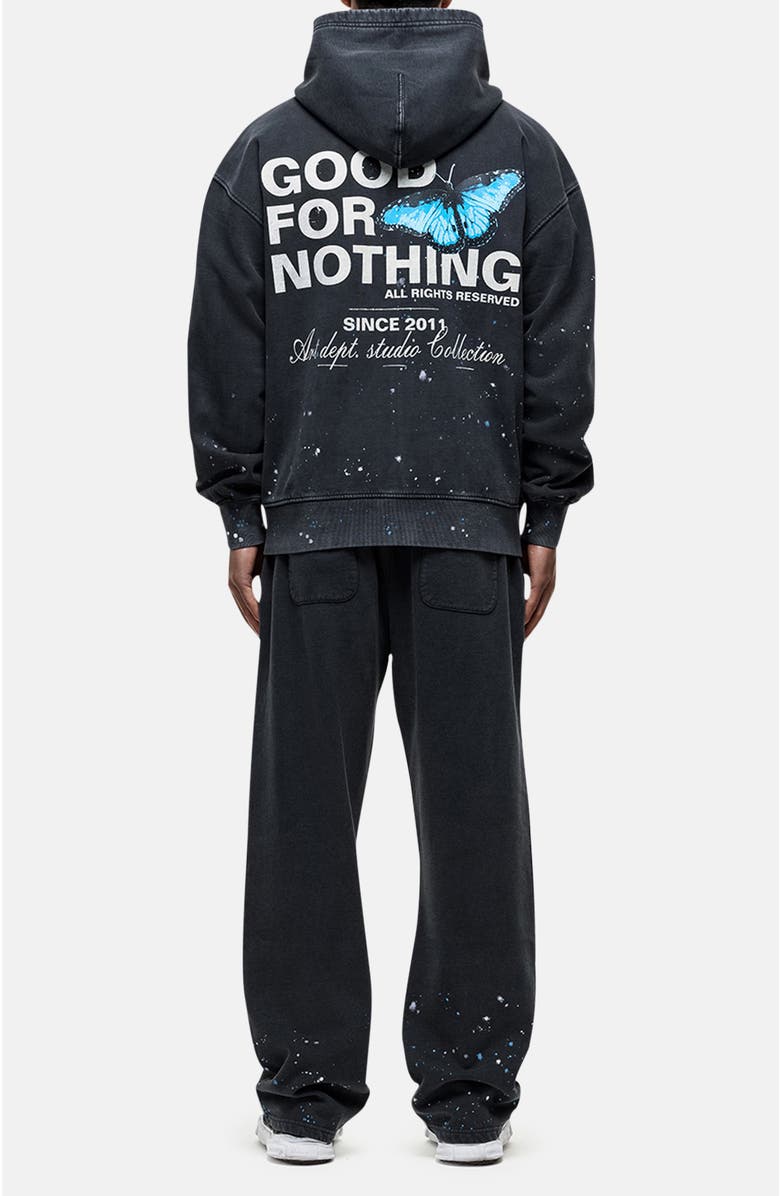 Good For Nothing Studio Paint Butterfly Zip Hoodie, Alternate, color, Black