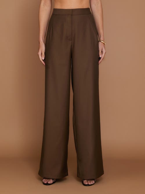 Six Stories Meredith Tailored Wide Leg Pants In Brown