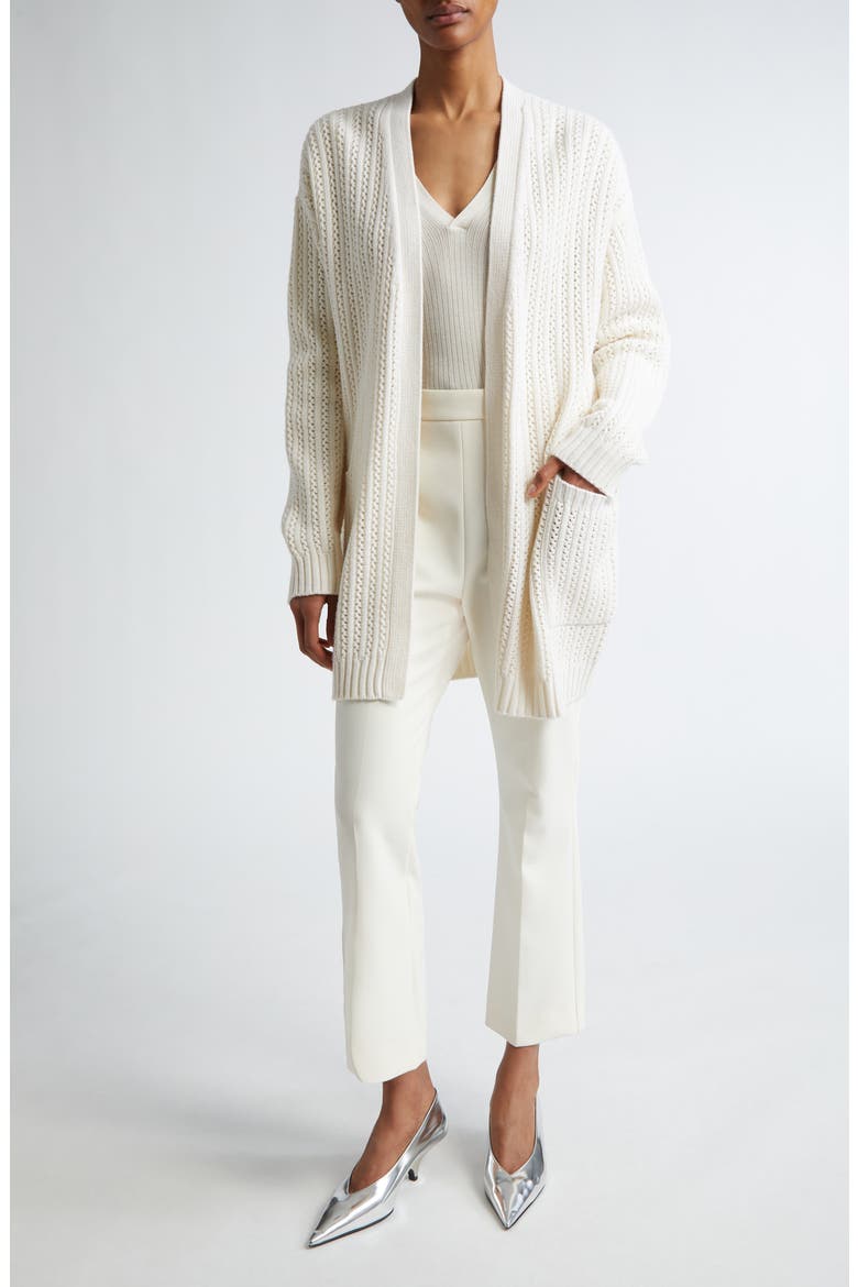 Balzac Open Front Wool & Cashmere Cardigan, Alternate, color, VANILLA