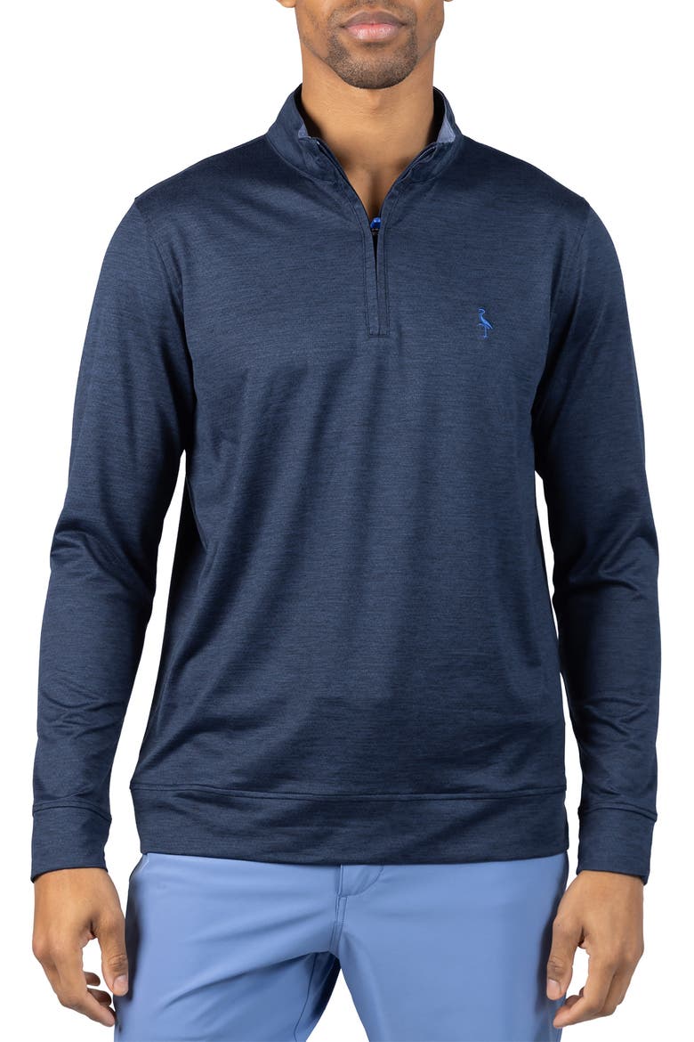Mélange Mesh Performance Quarter Zip Pullover, Main, color, NAVY