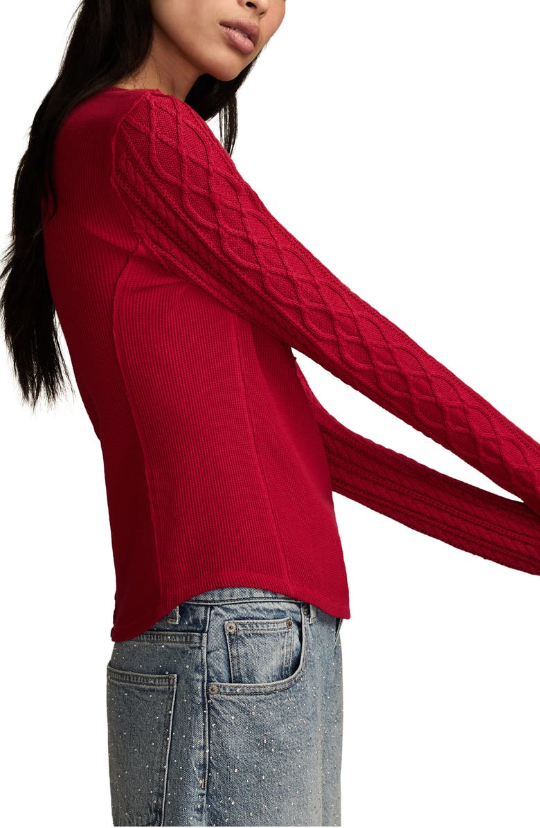 Lucky Brand Waffle Stitch Henley, Alternate, color, Jester Red