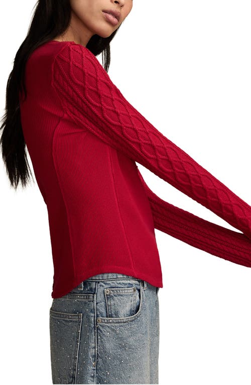 Lucky Brand Waffle Stitch Henley In Red