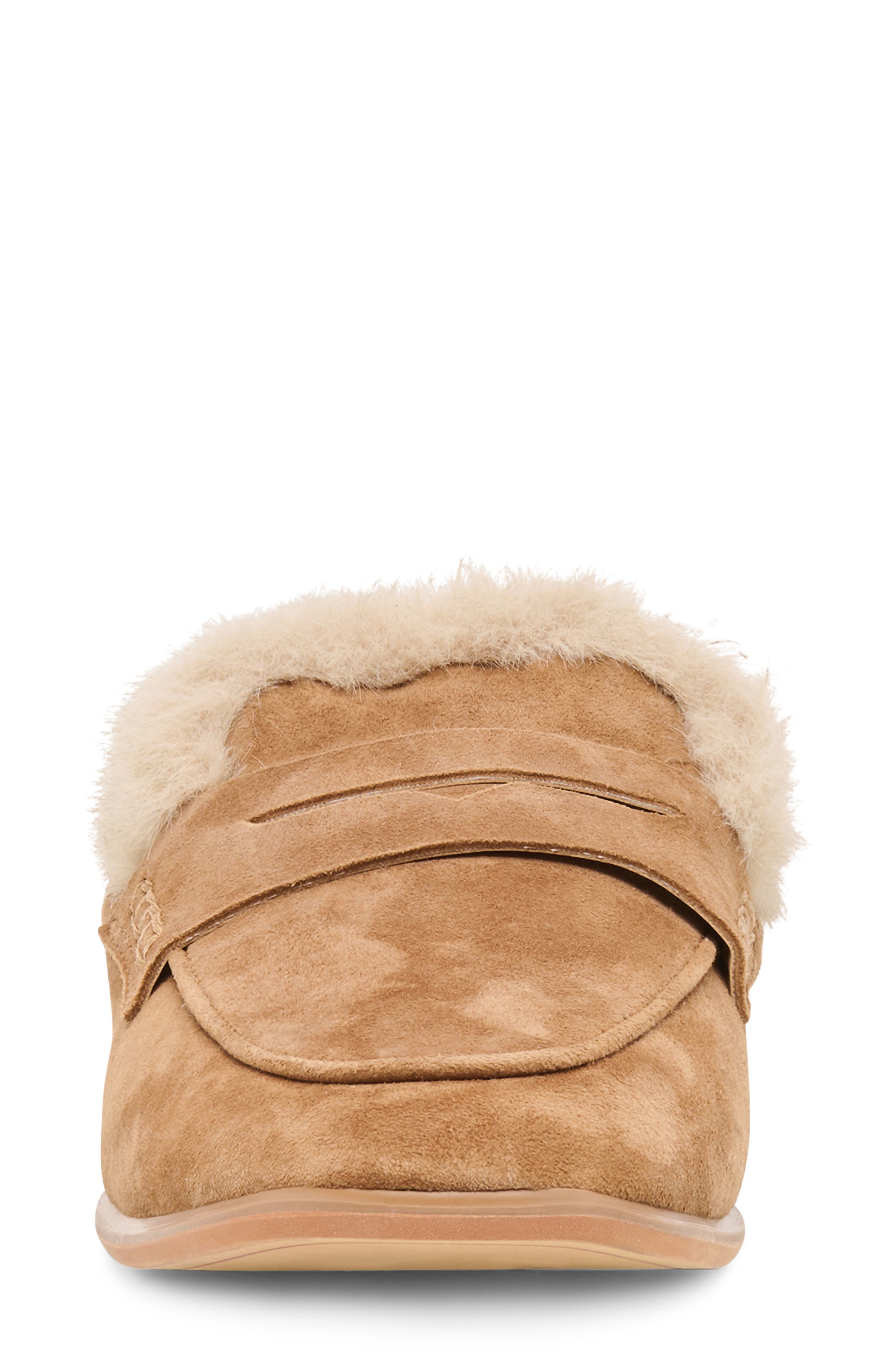 Cloey Plush Faux Fur Lined Loafer, Alternate, color, LIGHT BROWN SUEDE