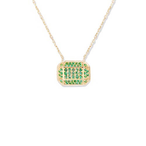 Campbell + Charlotte Spark Emerald Cut Charm Necklace In Gold