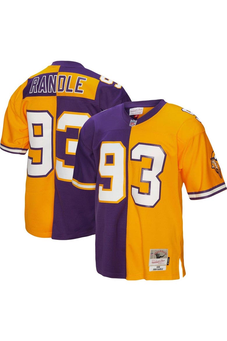Men's Mitchell & Ness John Randle Purple/Gold Minnesota Vikings 1998 Split Legacy Replica Jersey, Main, color, Purple