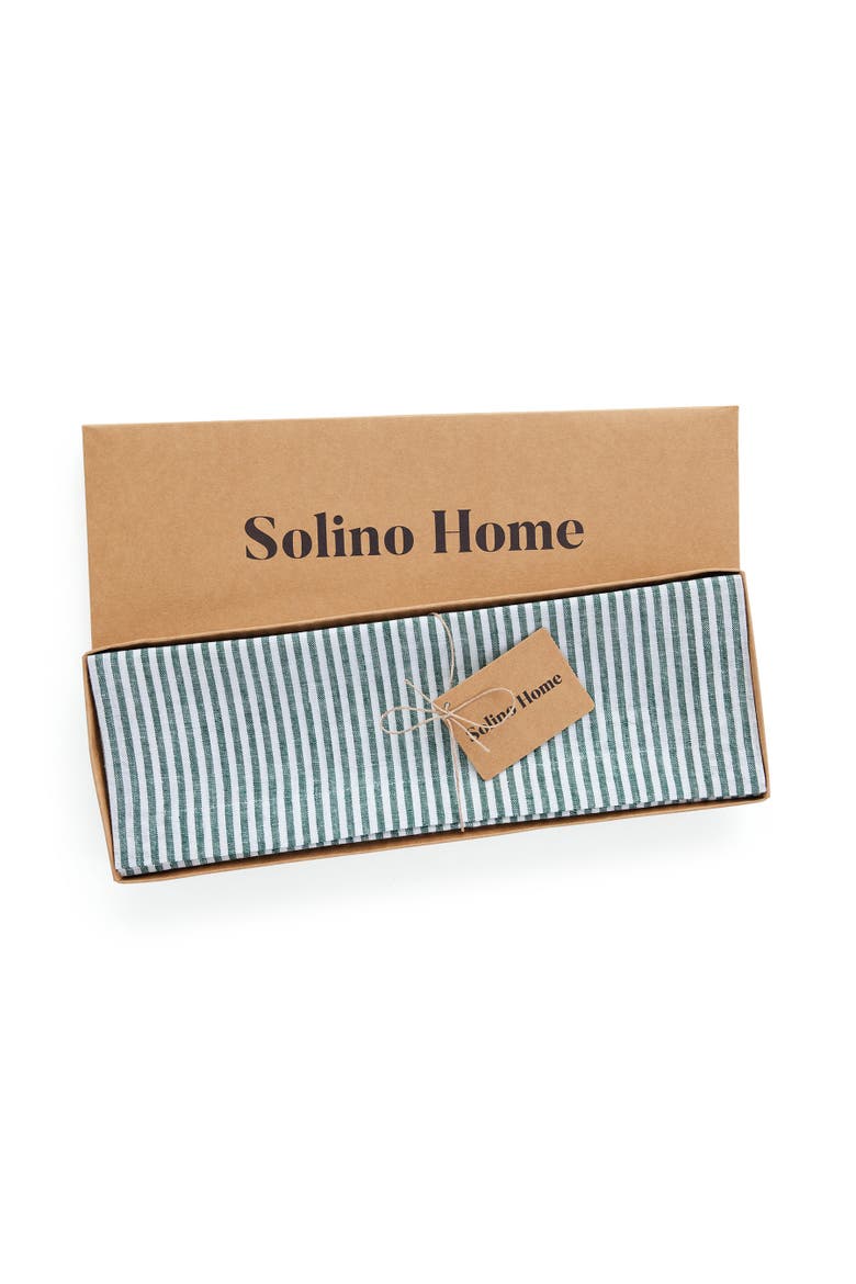 Linen Placemats Set of 4, 14 x 19" - Narrow Stripe, Alternate, color, Rainforest and White