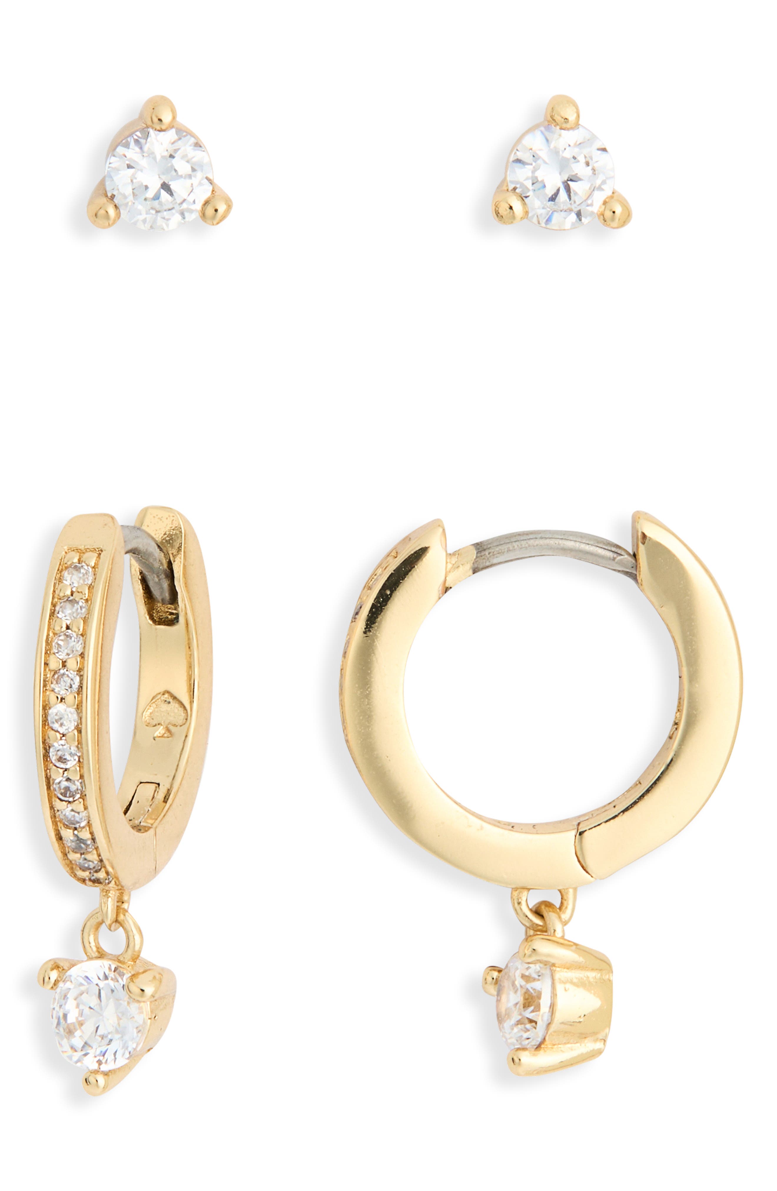 crystal stud & huggie earrings set