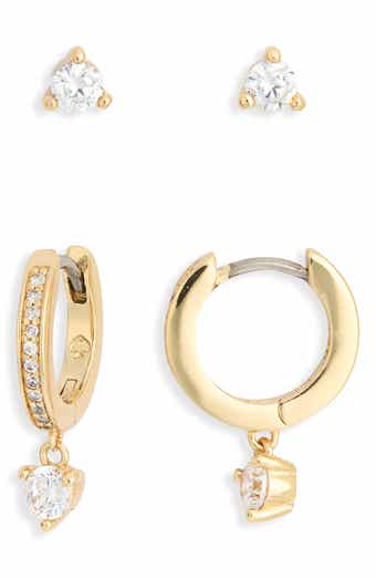 crystal stud & huggie earrings set