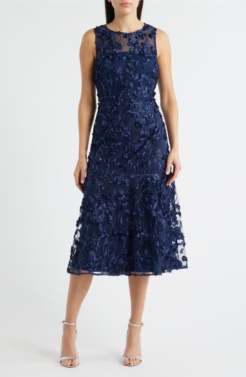 Floral Appliqué Cocktail Dress