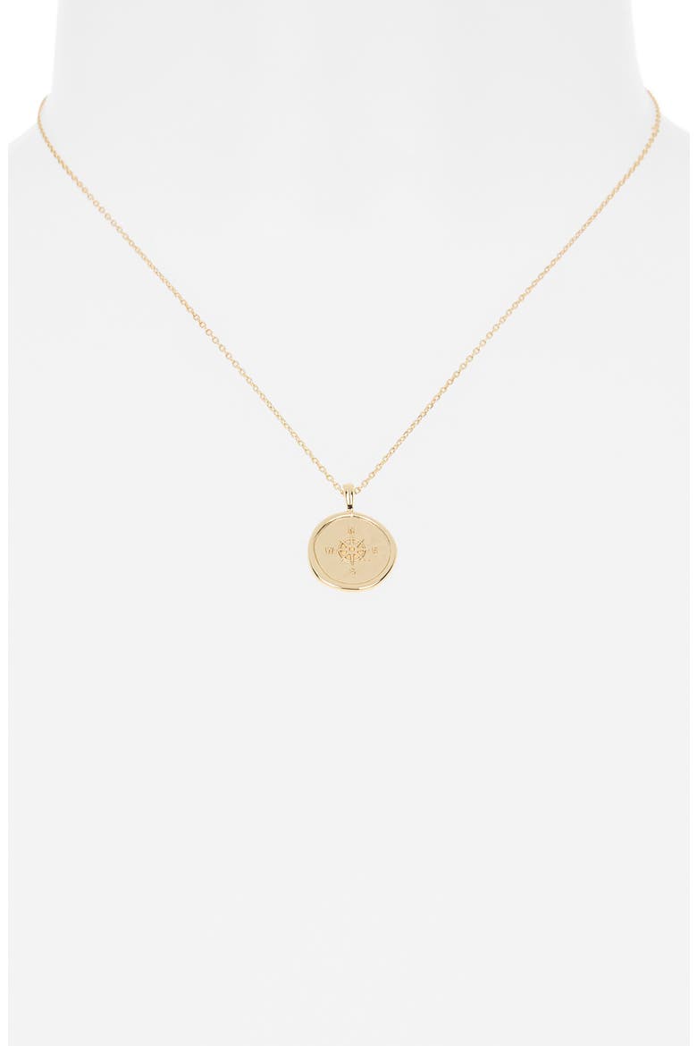 Compass Disc Pendant Necklace, Alternate, color, GOLD