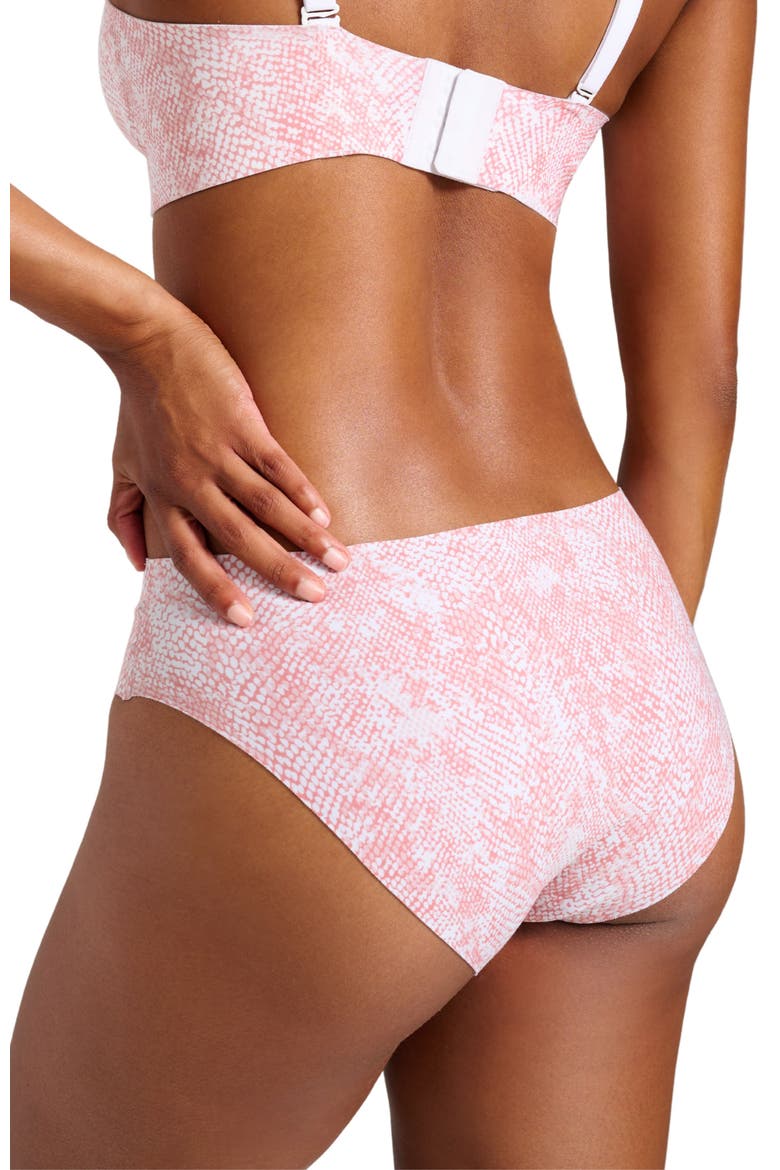Organic Cotton No-Show Bikini, Alternate, color, Pink Snake Print