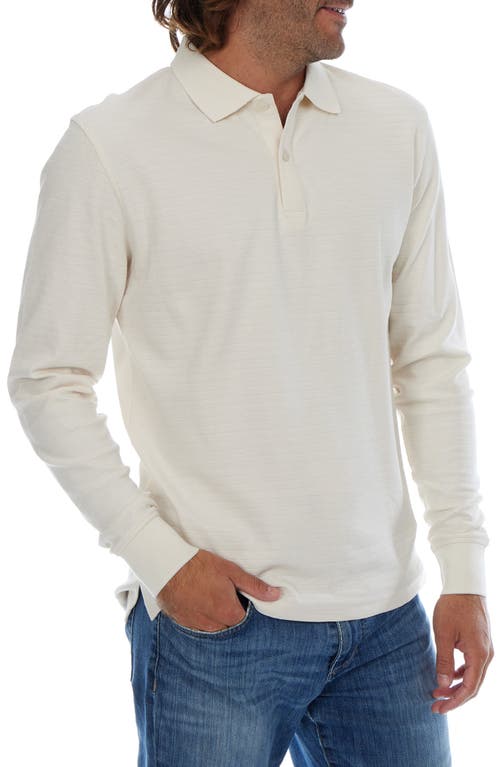 Px Horizontal Stripe Long Sleeve Cotton Polo In White