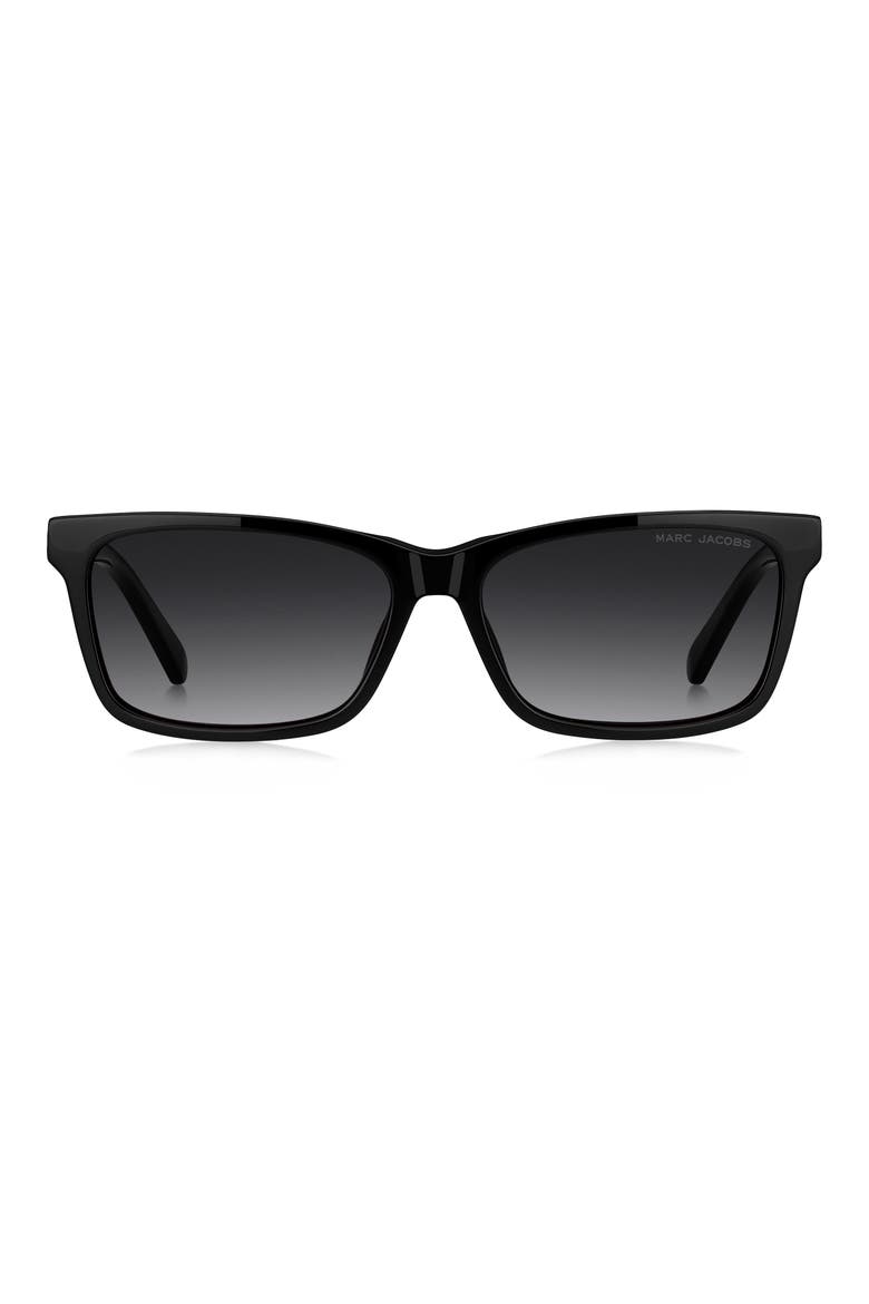 56mm Rectangular Sunglasses, Main, color, BLACK/ DARK GREY SF