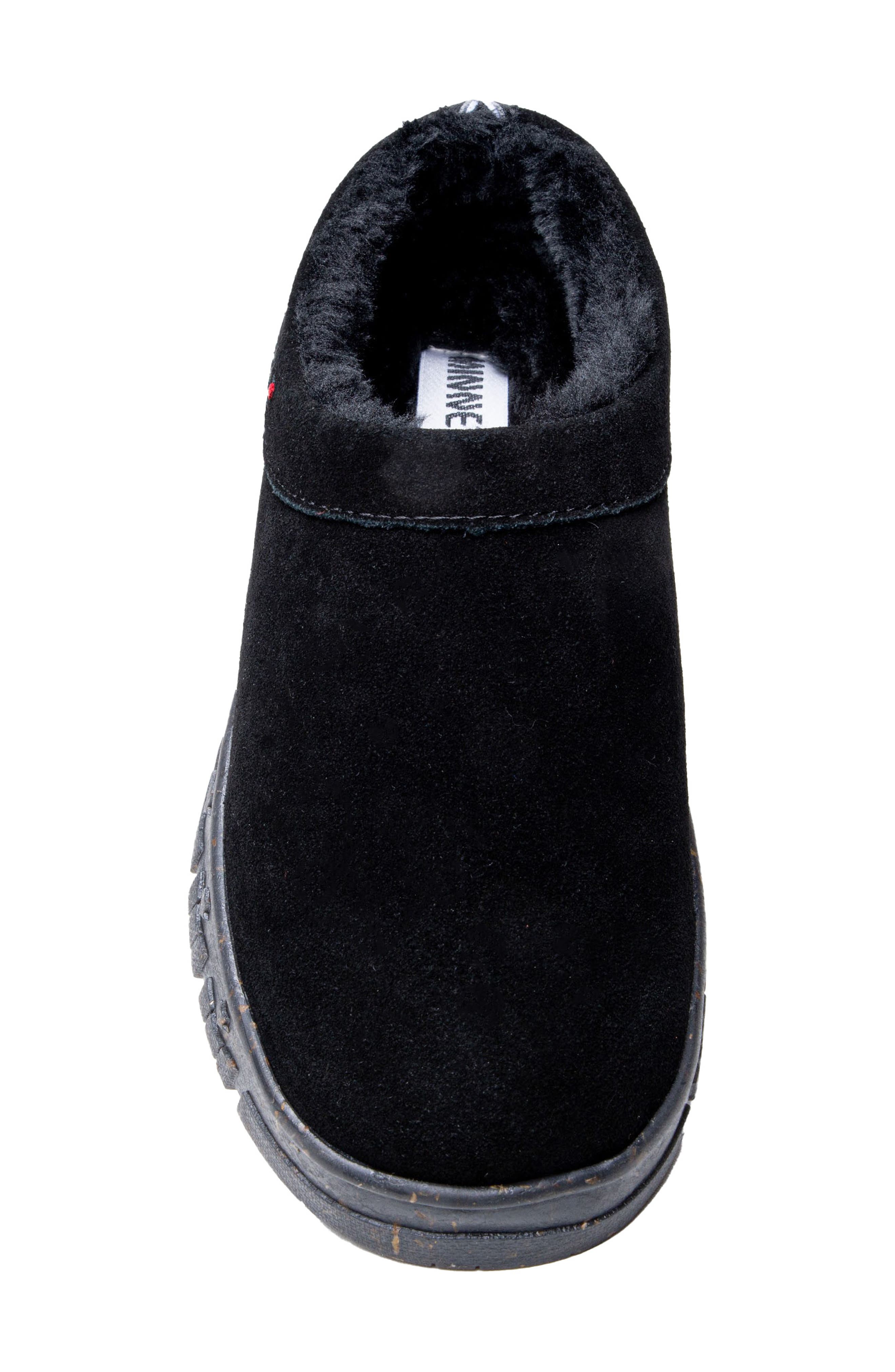Minnetonka Neva Faux Fur Lined Slipper, Alternate, color, Black