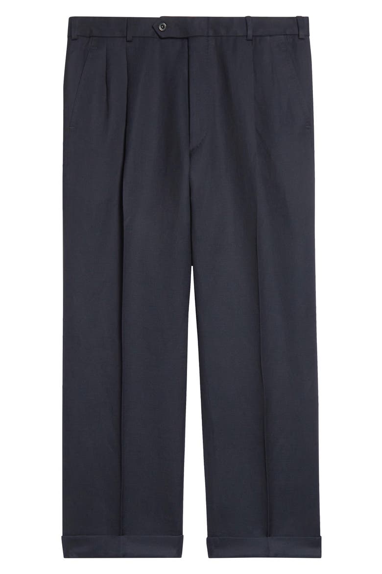 Pleated Crop Barathea Straight Leg Pants, Alternate, color, BLUE