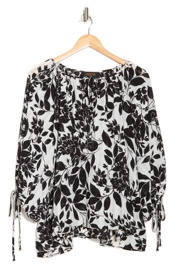 Renee C Floral Tie Sleeve Top