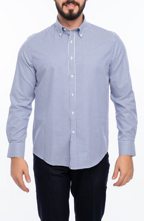 Check Cotton Slim Fit Button Down Shirt
