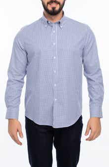 VELLAPAIS Check Cotton Slim Fit Button Down Shirt
