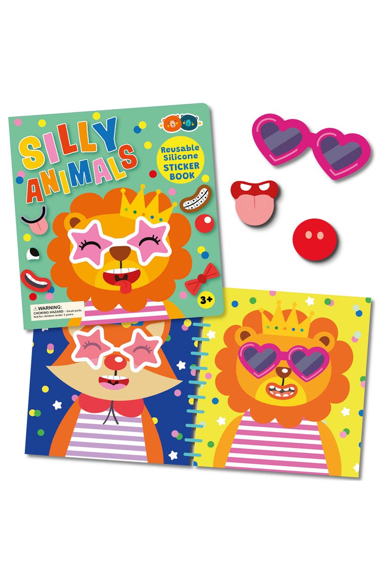 Buddy & Barney Reusable Silicone Sticker Book, Silly Animals, Kid 3+, Alternate, color, Multicolored