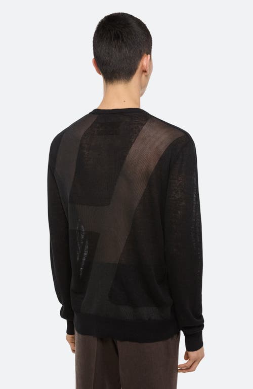 Helmut Lang Sheer Logo Linen Long Sleeve T-shirt In Black