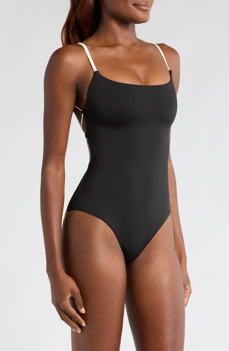 BONDI BORN Bianca Lace-Up Back One-Piece Swimsuit, Alternate, color, 