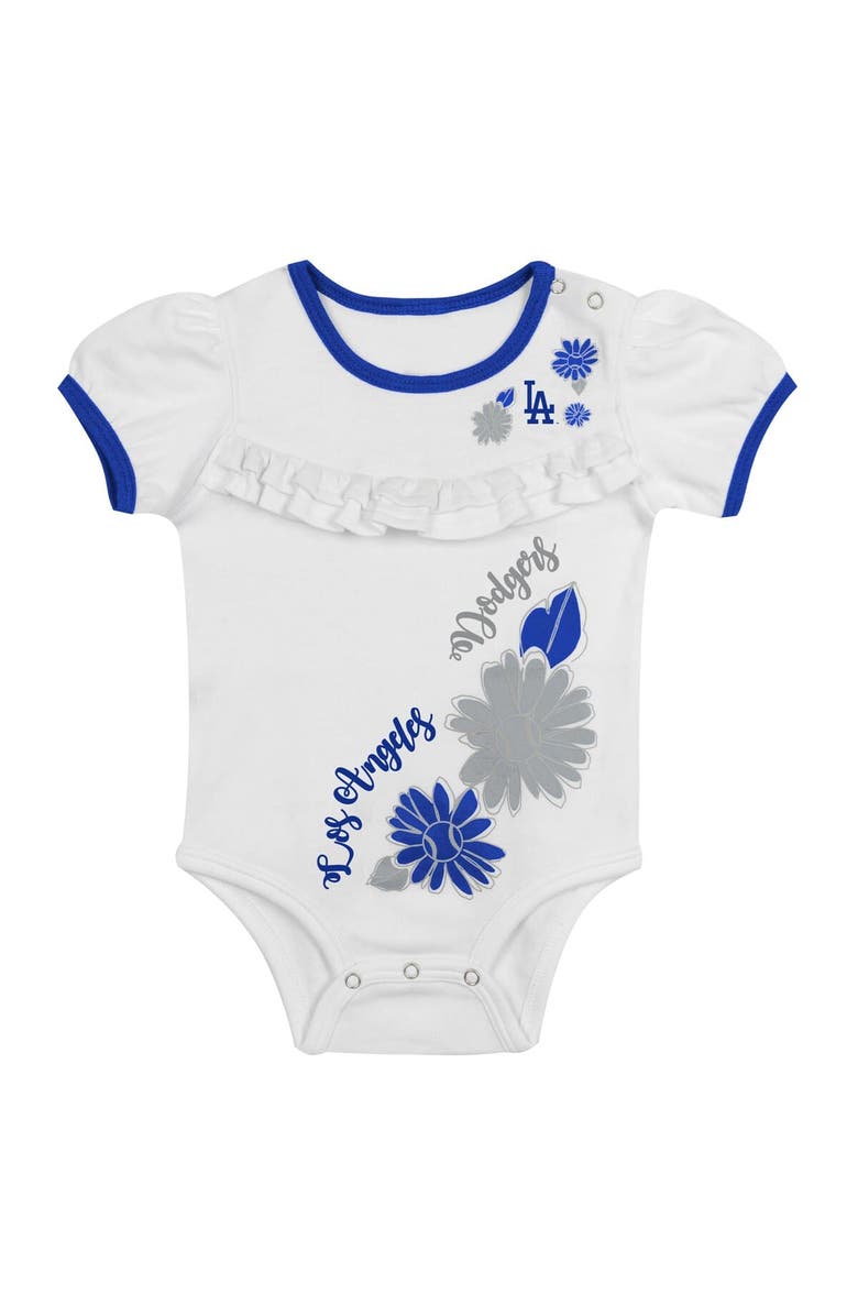 Outerstuff Newborn White/Royal Los Angeles Dodgers Sweet Catcher 3-Piece Bodysuit, Headband and Skirt Set, Alternate, color, 