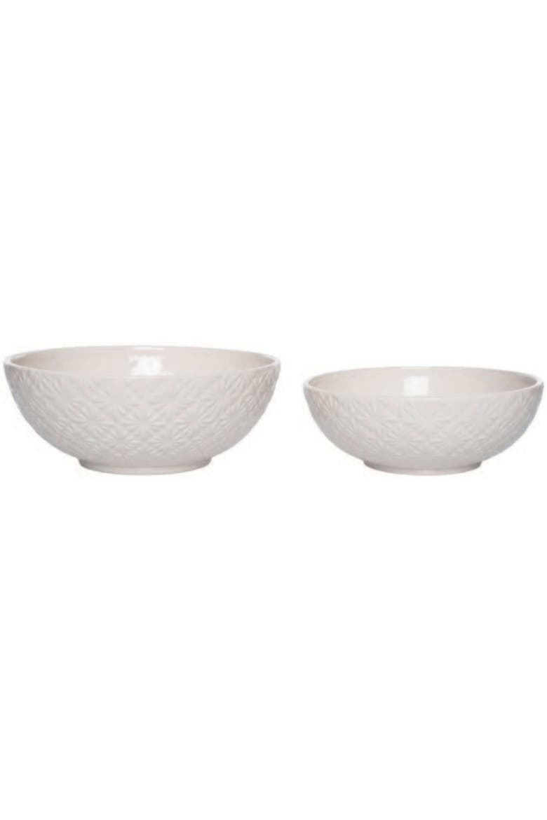 Floral Geometric Serving Bowl Set of 2, Main, color, White