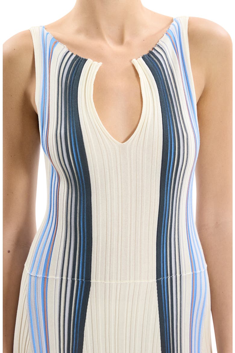 Drape Cotton Blend Ribbed Tank Dress, Alternate, color, IVORY MULTI - CHK