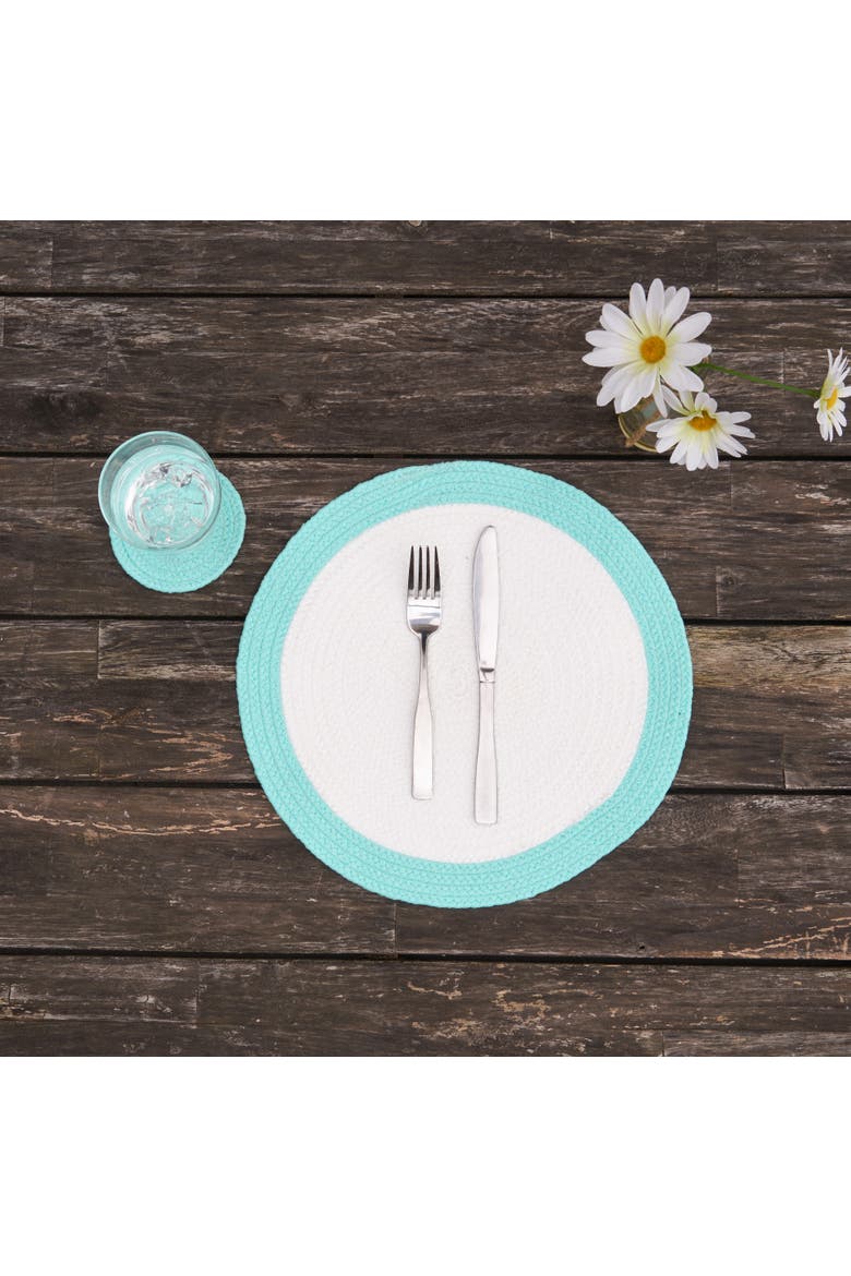 Rim Braided Round Placemat Set of 6 Collection, Alternate, color, Blue
