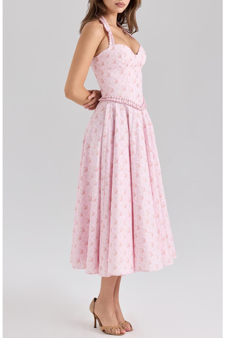 pink halter neck midi dress Fire Of Stars Halterneck Midi Dress Pink