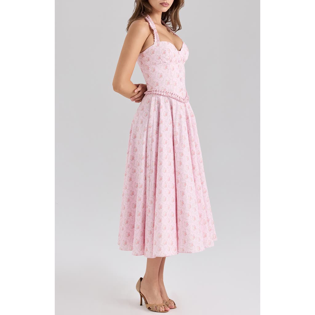 House Of Cb Georgie Halter Neck Midi Dress In Pink