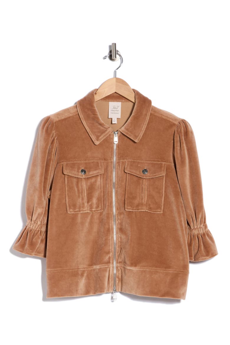 Holly Elbow Sleeve Velour Jacket, Alternate, color, MOCHA