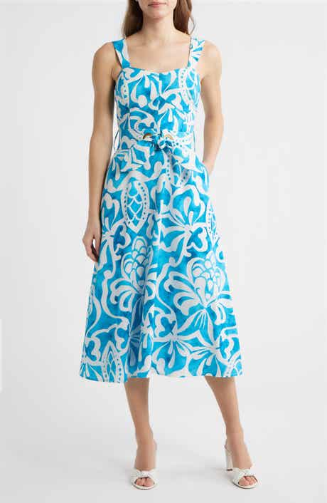 Grommet Tie Belt Midi Dress
