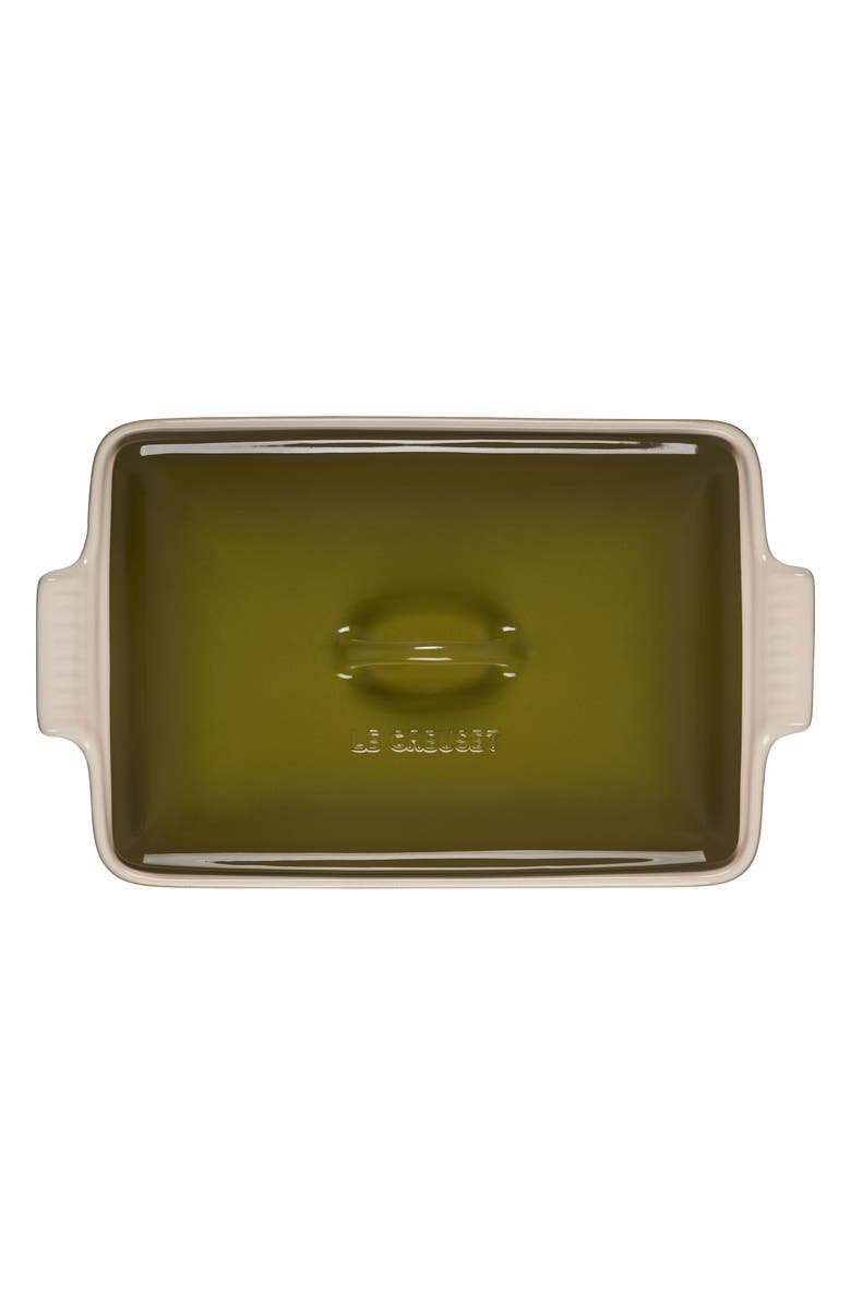 Le Creuset Heritage 4 Quart Covered Rectangular Stoneware Casserole, Alternate, color, Olive