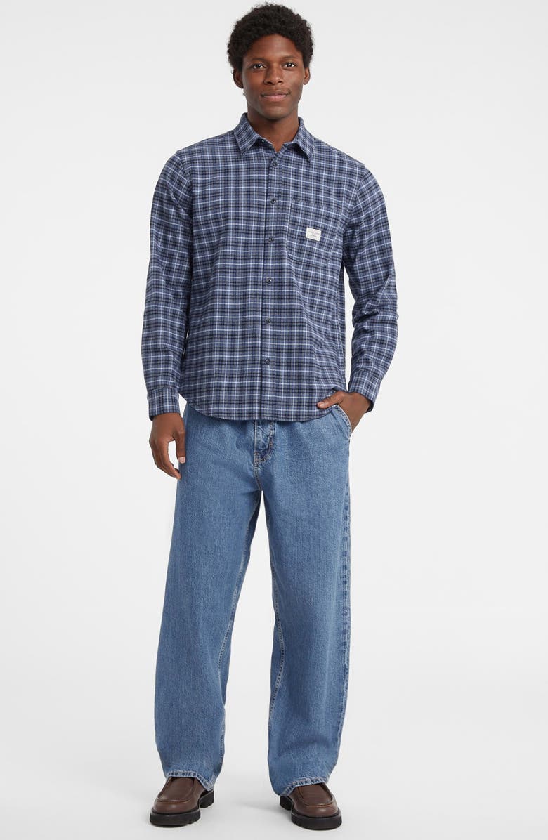 GUESS JEANS Brushed Cotton Button-Up Shirt, Alternate, color, Turquoise