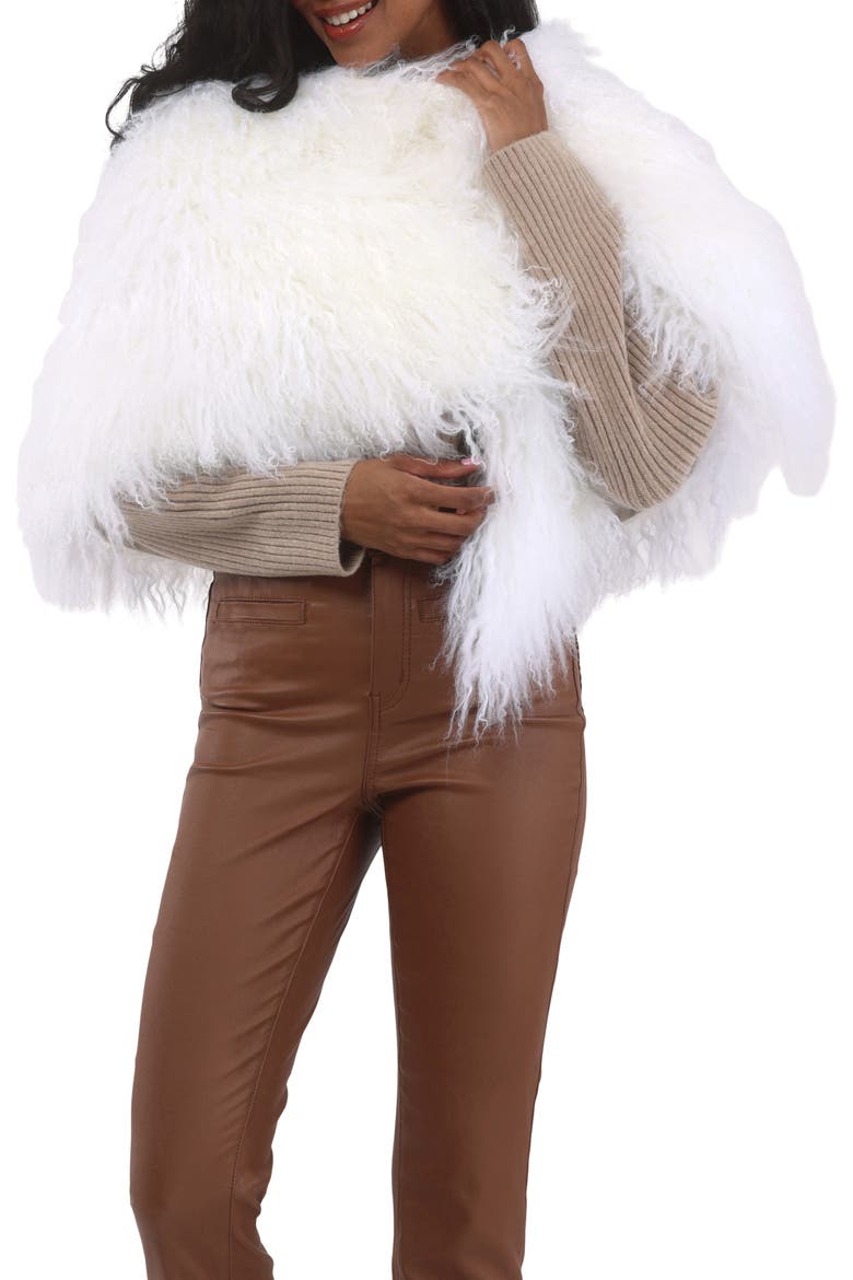 Select Genuine Shearling Shawl, Main, color, WHITE