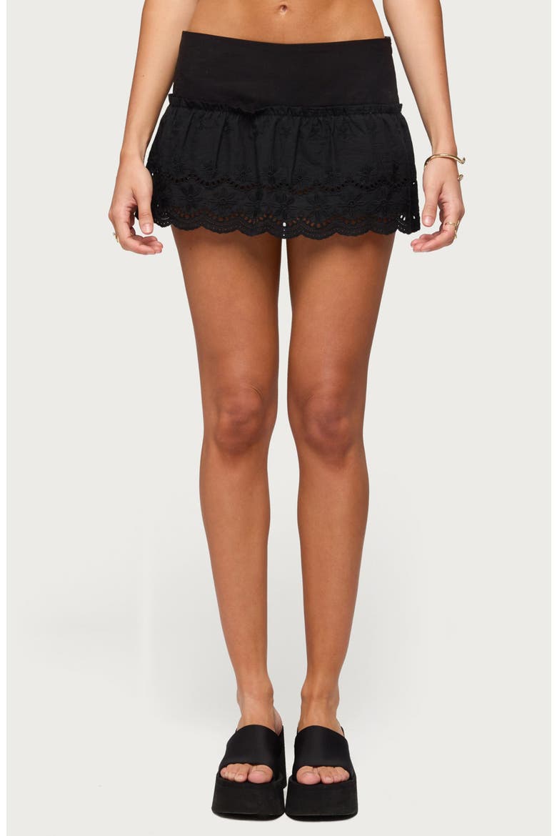 Iriana Cotton Eyelet Miniskort, Main, color, BLACK