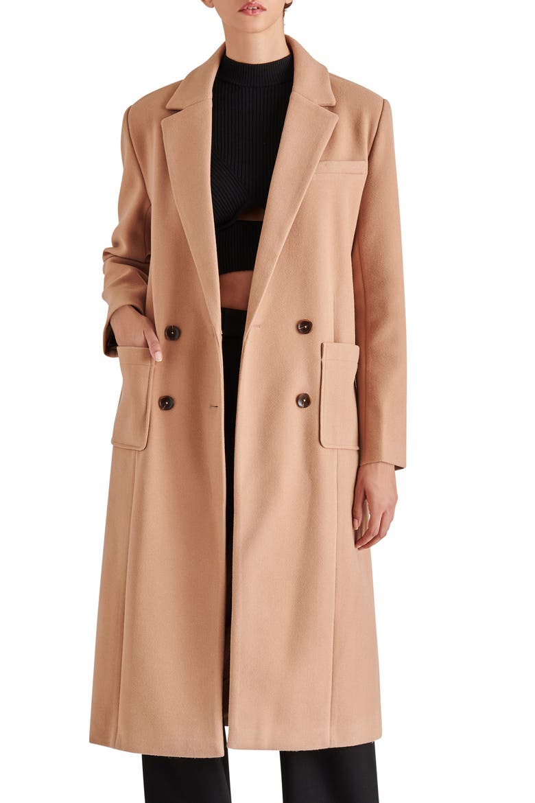 Nell Long Double Breasted Coat, Main, color, CAMEL