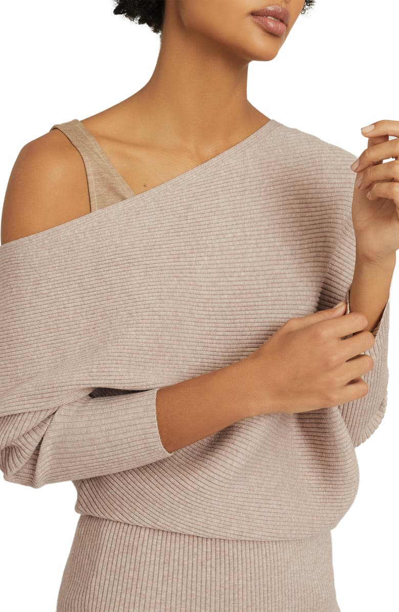 Reiss Lara One-Shoulder Long Sleeve Sweater Dress, Alternate, color, 