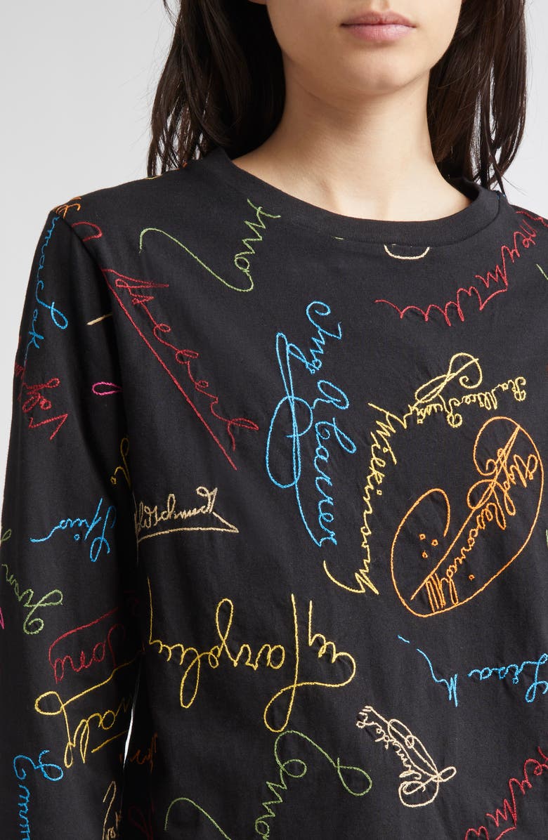Bode Signature Scrawl Embroidered T-Shirt, Main, color, Black Multi