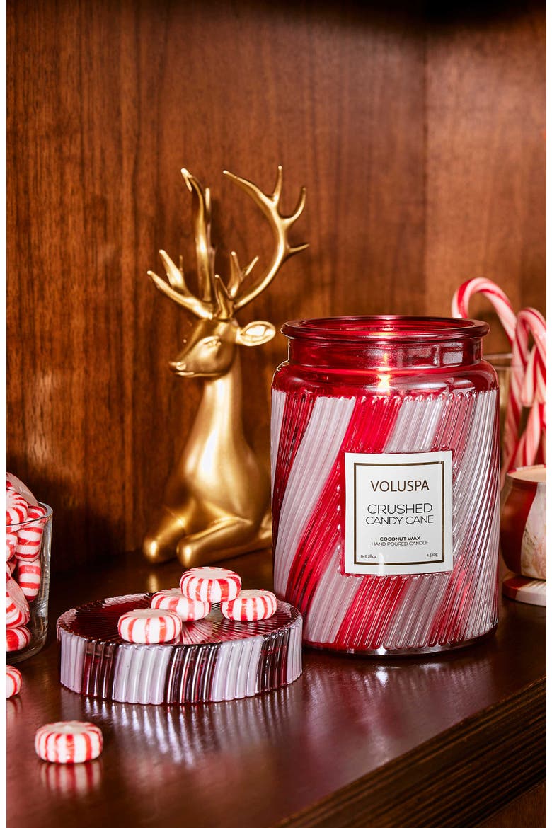 Crushed Candy Cane Large Jar Candle, Alternate, color, RED & WHITE